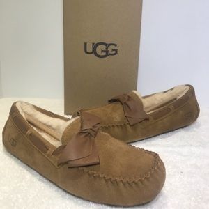 UGG Dakota Leather Bow Chestnut Slippers 1020031